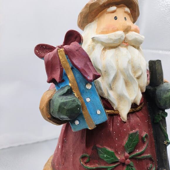 Rustic Santa Resin Figurine Christmas Holiday Decor Gift Carrying Stick - Picture 7 of 12